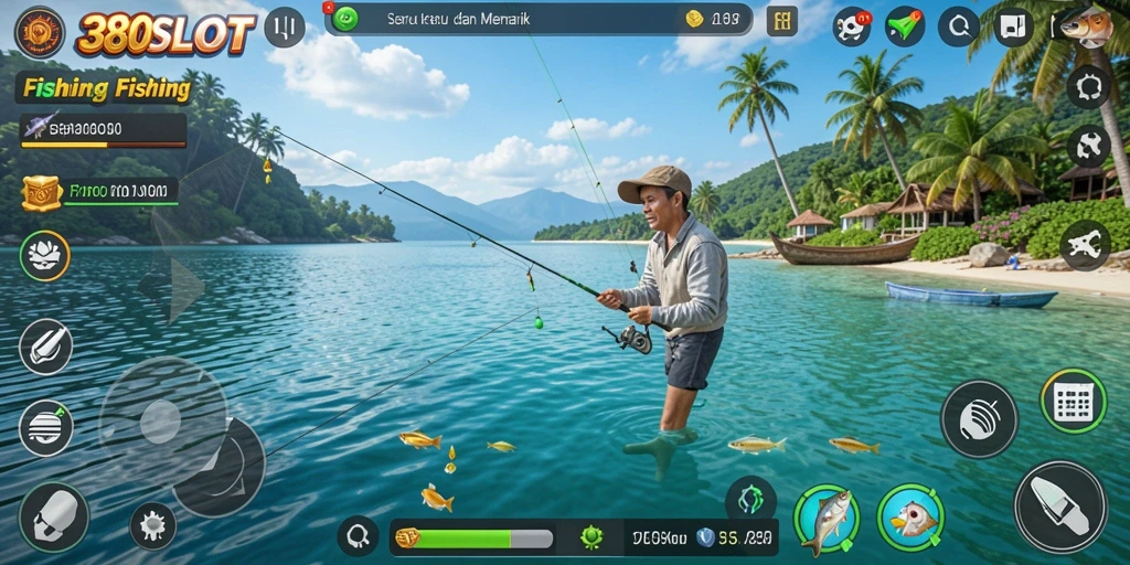 Gameplay 380SLOT yang seru saat memancing ikan.