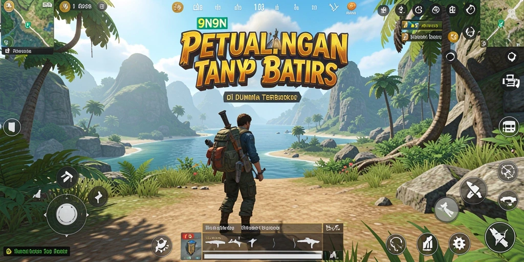 Screenshot gameplay 9N9N menampilkan dunia terbuka yang luas dan penuh petualangan.
