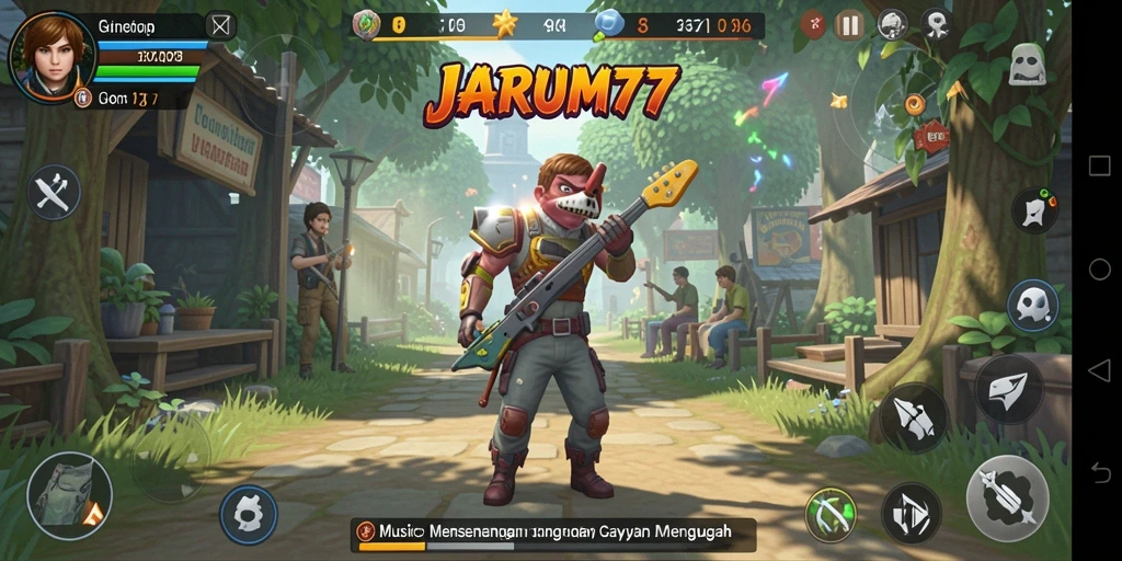 Tampilan gameplay JARUM77 yang menarik dan penuh warna.