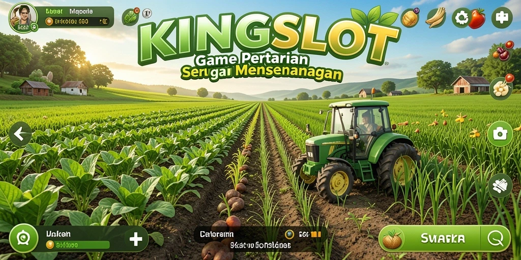 Tampilan screenshot KINGSLOT menampilkan aktivitas bertani yang mengasyikkan.