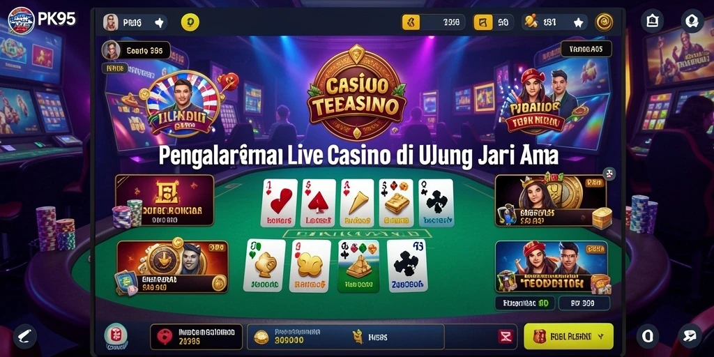 Gambaran gameplay Live Casino yang mendebarkan di PK95.