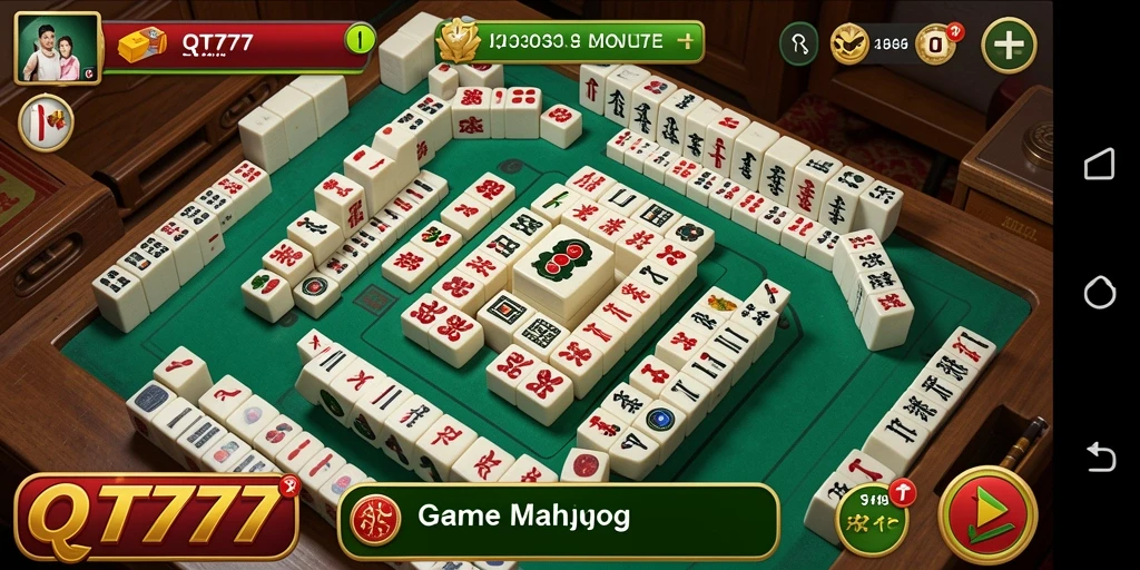 Tampilan gameplay Mahjong yang mengasyikkan di QT777.