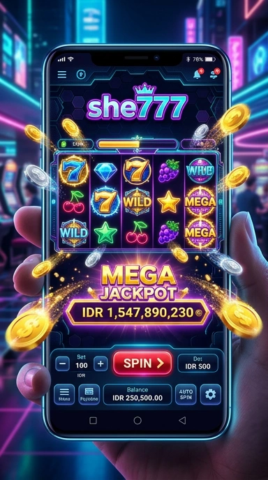 Tampilan utama aplikasi she777 yang intuitif.